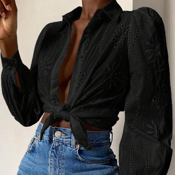 ποΈ Chic Embroidered Long Sleeve Lapel Shirt β Elegant & Stylish for Any Season β¨