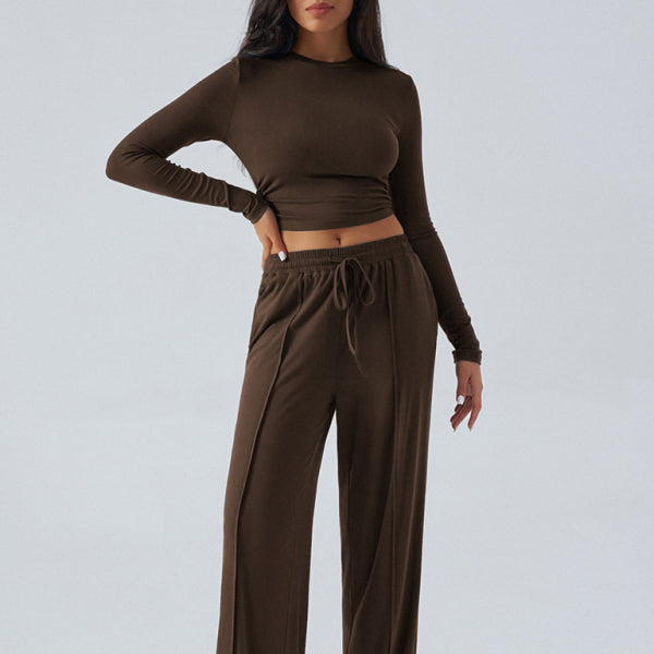 β¨ Cozy Chic Lounge Set Womens β Long Sleeve Top & Wide Leg Pants | Trendy Two Piece Outfit β¨