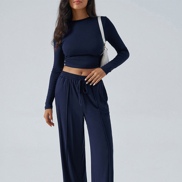 β¨ Cozy Chic Lounge Set Womens β Long Sleeve Top & Wide Leg Pants | Trendy Two Piece Outfit β¨