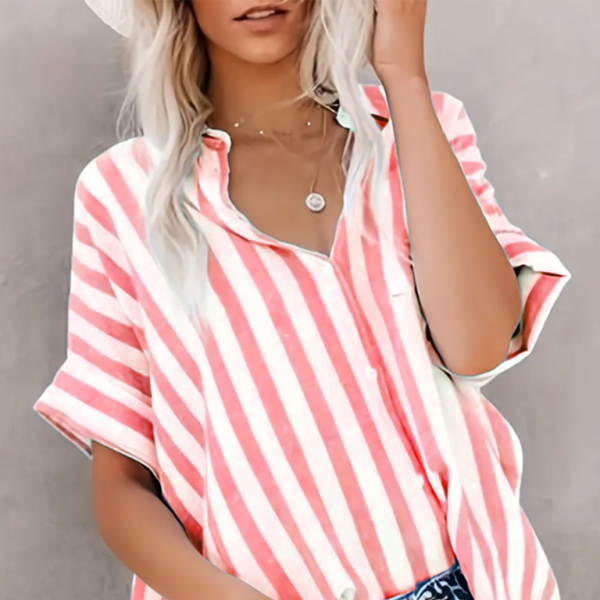 β¨ Chic Striped Cardigan Shirt β Trendy Short Sleeve Blouse for Any Season β¨