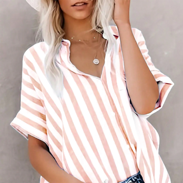 β¨ Chic Striped Cardigan Shirt β Trendy Short Sleeve Blouse for Any Season β¨