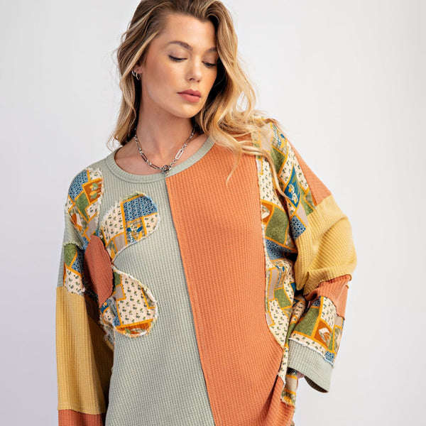 ποΈ Cozy Contrast Waffle Knit Sweatshirt β Chic & Comfy Fall Must-Have ποΈ