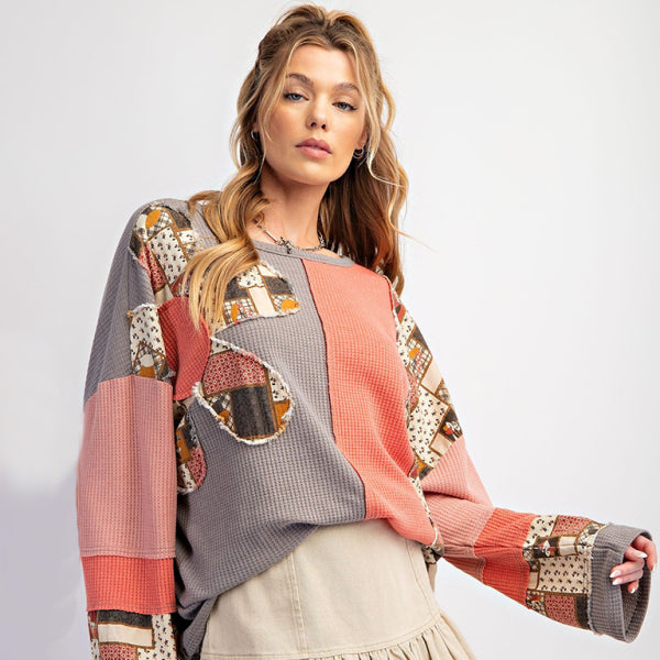 ποΈ Cozy Contrast Waffle Knit Sweatshirt β Chic & Comfy Fall Must-Have ποΈ