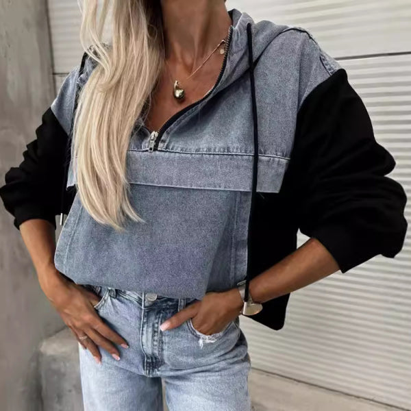 ποΈ Trendy Oversized Denim Hoodie Sweatshirt for Women β Casual & Stylish Must-Have ποΈ