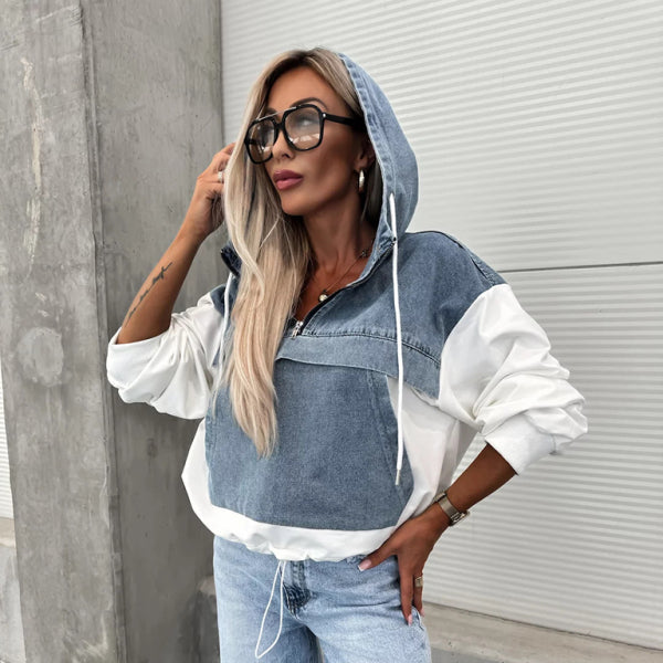 ποΈ Trendy Oversized Denim Hoodie Sweatshirt for Women β Casual & Stylish Must-Have ποΈ