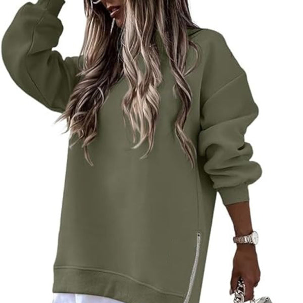 ποΈ Chic Side Zipper Pullover Sweatshirt β Stylish & Cozy for Fall π