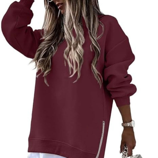 ποΈ Chic Side Zipper Pullover Sweatshirt β Stylish & Cozy for Fall π