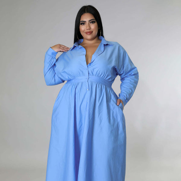 π€ Curve Chic Plus Size Long Sleeve Shirt Dress β Effortless Style for Any Season π€