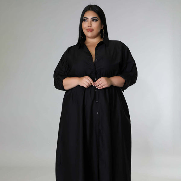 π€ Curve Chic Plus Size Long Sleeve Shirt Dress β Effortless Style for Any Season π€