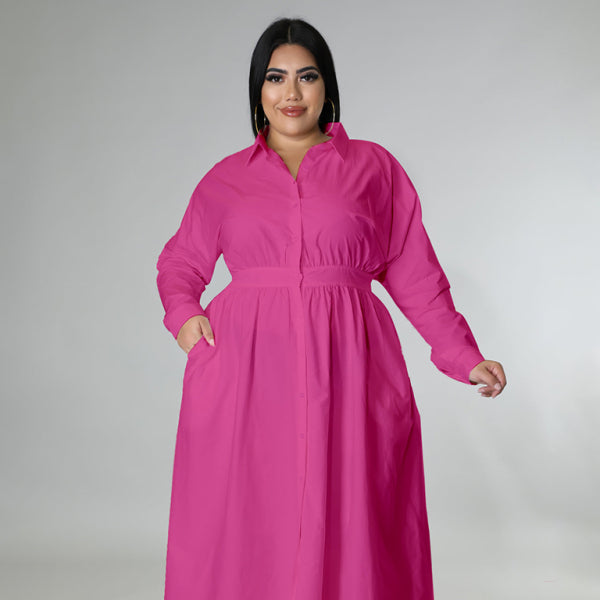 π€ Curve Chic Plus Size Long Sleeve Shirt Dress β Effortless Style for Any Season π€
