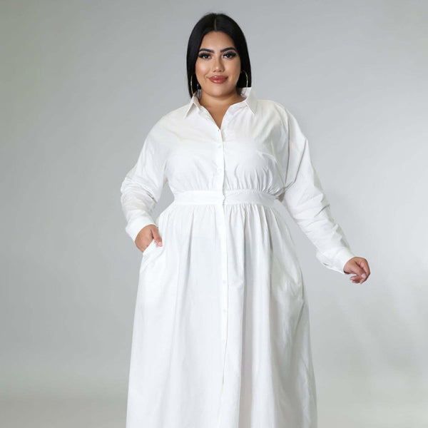 π€ Curve Chic Plus Size Long Sleeve Shirt Dress β Effortless Style for Any Season π€