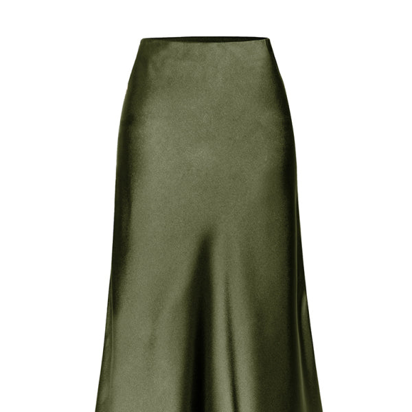 Chic Satin High Waist Midi Skirt with Flirty Side Slit – Perfect for Any Occasion