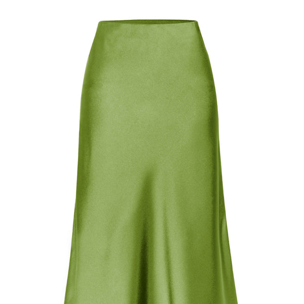 Chic Satin High Waist Midi Skirt with Flirty Side Slit – Perfect for Any Occasion