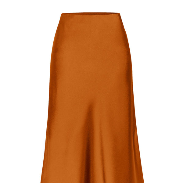 Chic Satin High Waist Midi Skirt with Flirty Side Slit – Perfect for Any Occasion