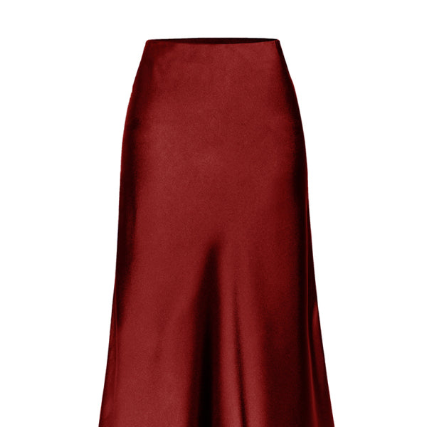 Chic Satin High Waist Midi Skirt with Flirty Side Slit – Perfect for Any Occasion