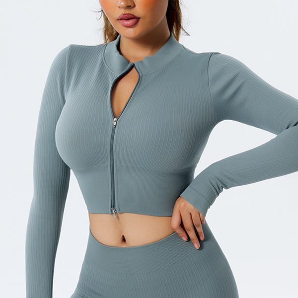π€ Fitness Sports Yoga Long Sleeve Zipper Top β Sleek, Sculpting & Sporty π€