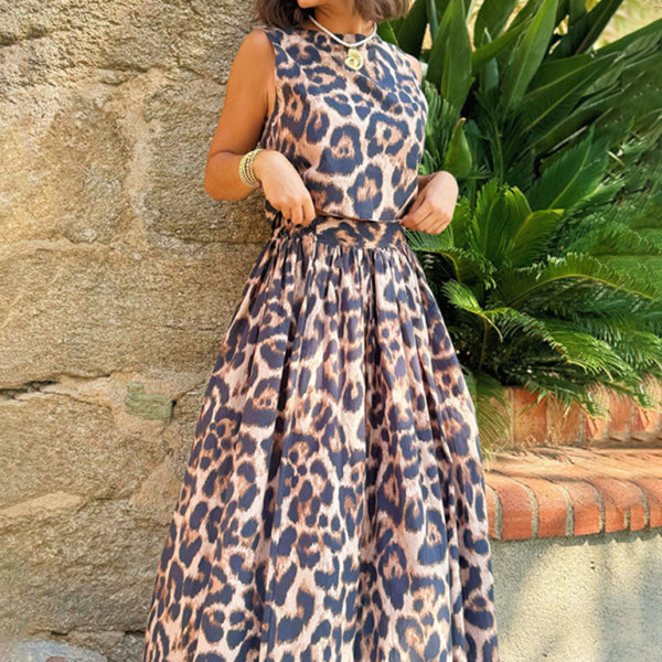 π Casual Leopard Printed Top + Half Body Skirt Two-Piece Set β Wildly Chic π