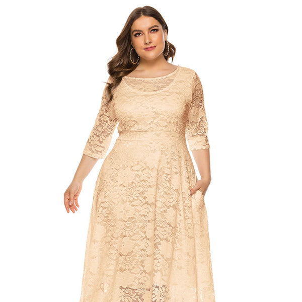 π€ Plus Size Lace Evening Dress Bridesmaid Outfit β Elegant & Flattering Fit β¨