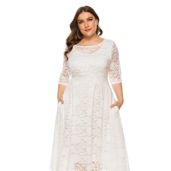 π€ Plus Size Lace Evening Dress Bridesmaid Outfit β Elegant & Flattering Fit β¨
