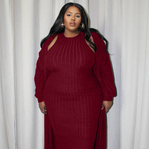 β¨ Chic Plus Size Two-Piece Set β Casual Long Sleeve Jacket & Pants for Fall Winter β¨