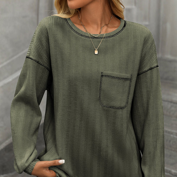 🛍️ Cozy Chic Ribbed Knit T-Shirt – Soft, Stylish & Perfect for Layering 🛍️