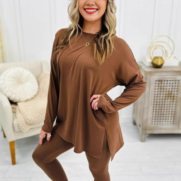 ✨ Cozy & Chic Two-Piece Lounge Set – Soft Cotton Blend, Perfect for Fall & Winter ✨