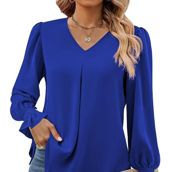 β¨ Chic & Flowy V-Neck Chiffon Blouse β Long Sleeve, Elegant & Stylish β¨
