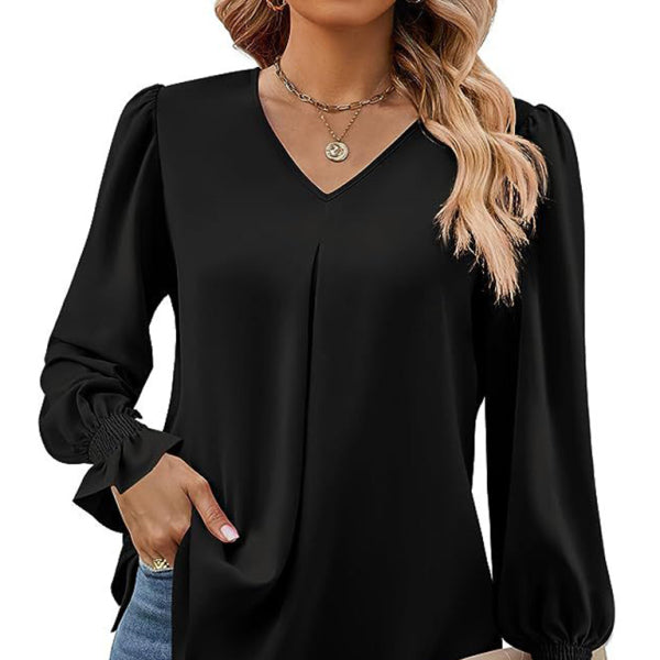 β¨ Chic & Flowy V-Neck Chiffon Blouse β Long Sleeve, Elegant & Stylish β¨