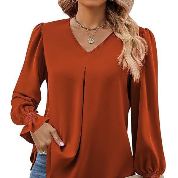 β¨ Chic & Flowy V-Neck Chiffon Blouse β Long Sleeve, Elegant & Stylish β¨