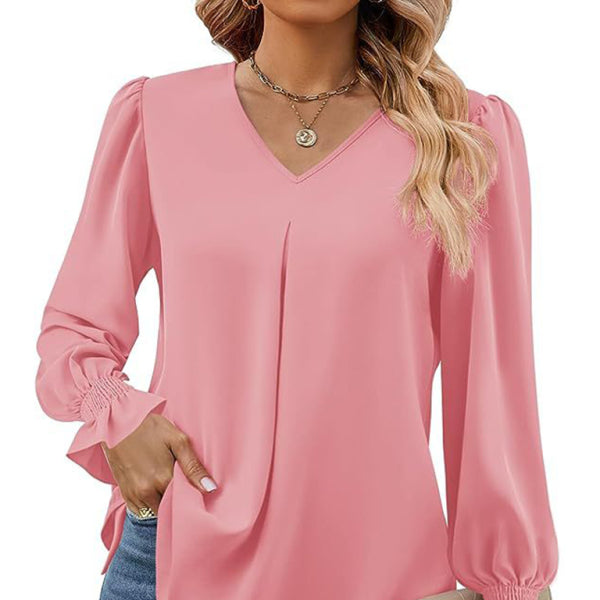 β¨ Chic & Flowy V-Neck Chiffon Blouse β Long Sleeve, Elegant & Stylish β¨