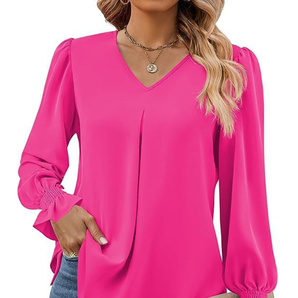 β¨ Chic & Flowy V-Neck Chiffon Blouse β Long Sleeve, Elegant & Stylish β¨