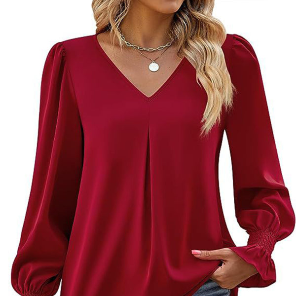 β¨ Chic & Flowy V-Neck Chiffon Blouse β Long Sleeve, Elegant & Stylish β¨