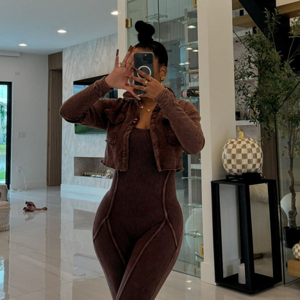 β¨ Chic & Stylish Women's Distressed Jumpsuit Two-Piece Set β Trendy & Comfy Outfit β¨