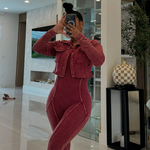 β¨ Chic & Stylish Women's Distressed Jumpsuit Two-Piece Set β Trendy & Comfy Outfit β¨