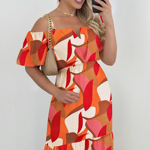 🌟 Women's High-Waist Contrast Color One-Shoulder Dress – Bold & Stylish 🌟