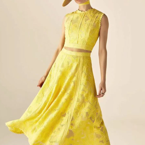 ποΈ Chic & Trendy Vacation 2-Piece Set β Sleeveless Top + Embroidered Skirt βοΈ