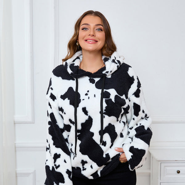 π€ Cozy Plus Size Cow Print Hoodie β Cute & Comfy Oversized Sweatshirt π€