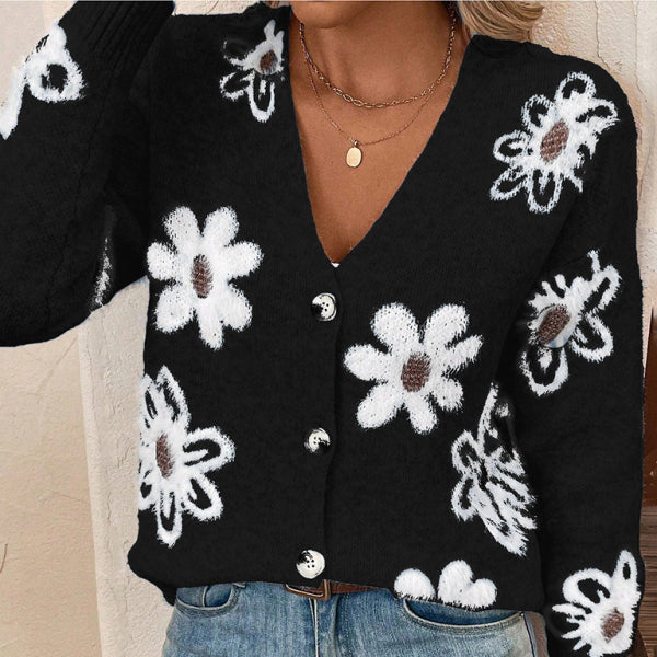 β¨ Cozy Chic Floral Button Front Cardigan Sweater β Soft Knit Fall Must-Have β¨