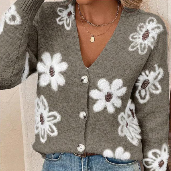β¨ Cozy Chic Floral Button Front Cardigan Sweater β Soft Knit Fall Must-Have β¨