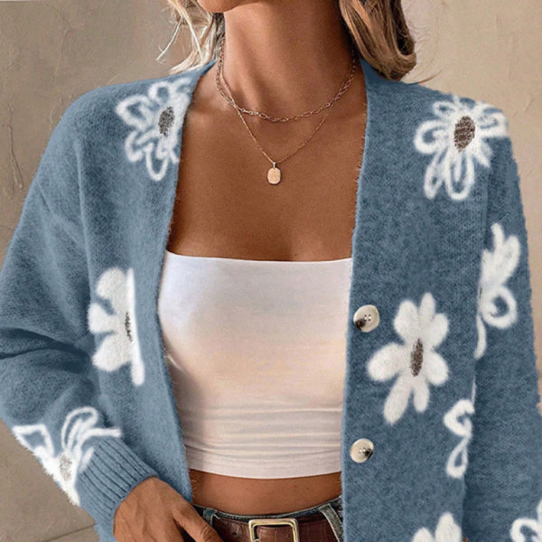 β¨ Cozy Chic Floral Button Front Cardigan Sweater β Soft Knit Fall Must-Have β¨