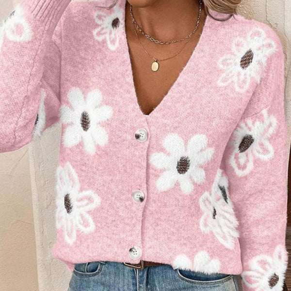 β¨ Cozy Chic Floral Button Front Cardigan Sweater β Soft Knit Fall Must-Have β¨