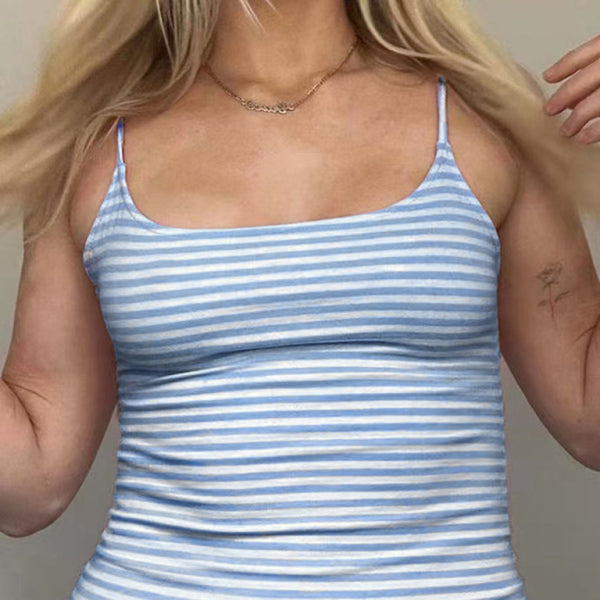 🔥 Striped Contrast Suspender Top – Trendy & Sexy Fit for Women 🔥