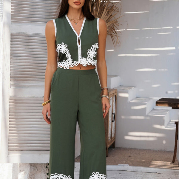 β¨Boho Chic Holiday Geometric Trouser Set β Trendy & Effortless Styleβ¨