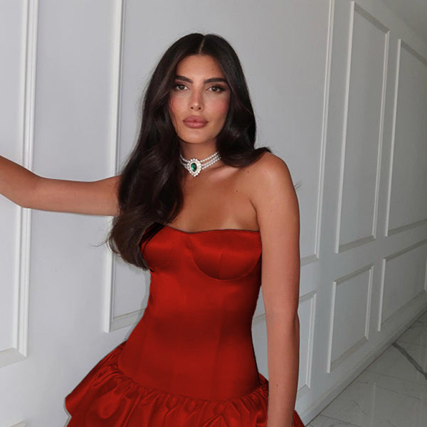 ✨ Flirty Strapless A-Line Mini Dress – Chic & Sexy Party Look ✨