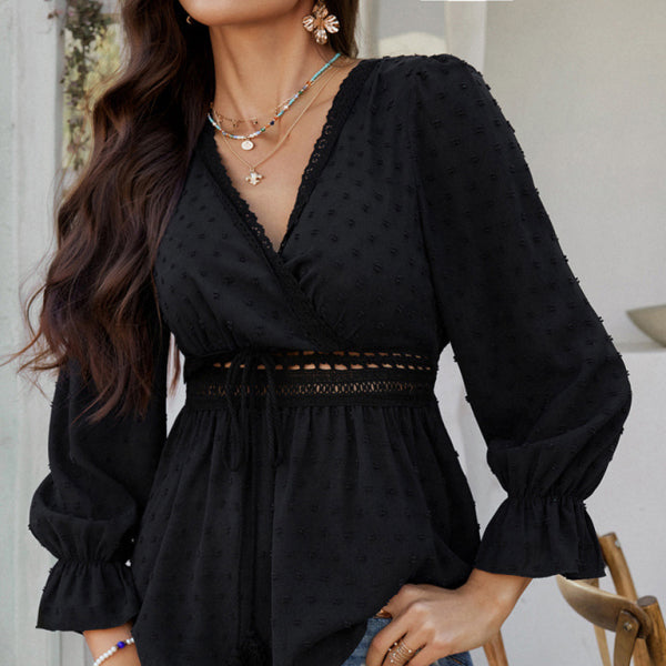 ✨ Chic V-Neck Tie Waist Blouse – Effortless Holiday Style 😍 ✨