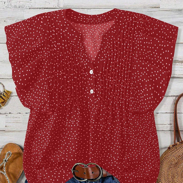 ✨ Polka Dot Princess Sleeve V-Neck Blouse – Chic & Flowy Must-Have ✨