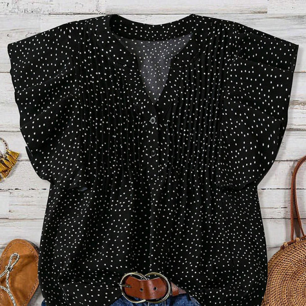 ✨ Polka Dot Princess Sleeve V-Neck Blouse – Chic & Flowy Must-Have ✨