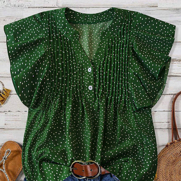 ✨ Polka Dot Princess Sleeve V-Neck Blouse – Chic & Flowy Must-Have ✨