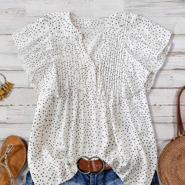 ✨ Polka Dot Princess Sleeve V-Neck Blouse – Chic & Flowy Must-Have ✨