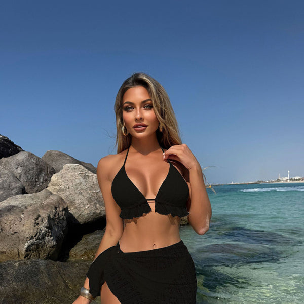 👙 Sexy Lace-Up 3 Piece Swimsuit Set – Trendy & Flattering Beachwear 🌊